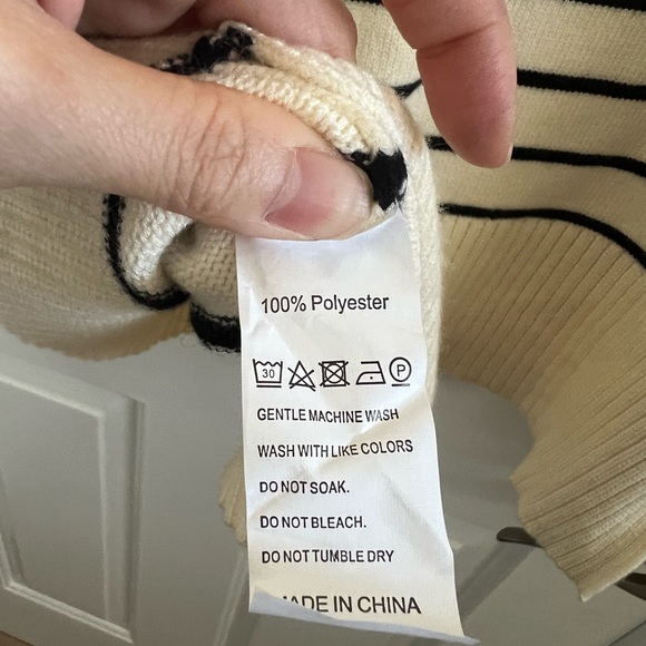 Zara Inspired Women Oversized Striped Sweater Long Sleeve Half Zip Pullover - Picture 5 of 5